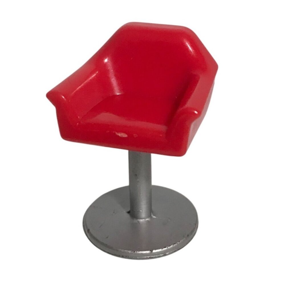 Mattel Polly Pocket Dollhouse Replacement Stool Red / Silver 1973
